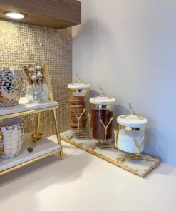 Inspire Me! Home Decor Glass Canister On Gold Twig Base With Marble Lid (3 Sizes) 14 Inspire Me! Home Decor Glass Canister On Gold Twig Base With Marble Lid (3 Sizes)