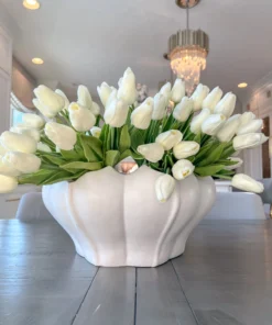 Inspire Me! Home Decor White Ceramic Round Pot With Petal Design (2 Sizes)