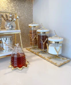 Inspire Me! Home Decor Marble Metallic Edged Rectangle Tray (2 Colors)