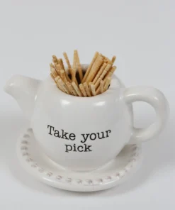 Inspire Me! Home Decor KITCHEN White Ceramic Toothpick Holder (3 Shapes)