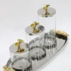 Inspire Me! Home Decor Silver Oval Tray With Gold Floral Handles