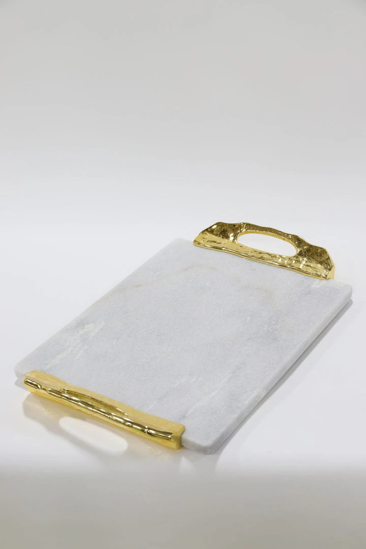 Inspire Me! Home Decor Marble Tray With Gold Lava Handles 4 Inspire Me! Home Decor Marble Tray With Gold Lava Handles