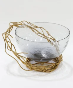 Inspire Me! Home Decor Glass Bowl With Gold Metal Swirl