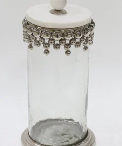 Inspire Me! Home Decor Silver Beaded Canisters W/ Marble Lid (3 Sizes)