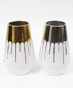 Inspire Me! Home Decor White Porcelain Vase Dipped Design (2 Colors)