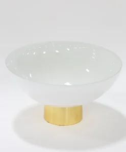 Inspire Me! Home Decor Large White Glass Gold Footed Bowl