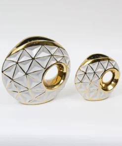 Inspire Me! Home Decor White Porcelain Geometrical Design Vase With Cut Out (2 Sizes)