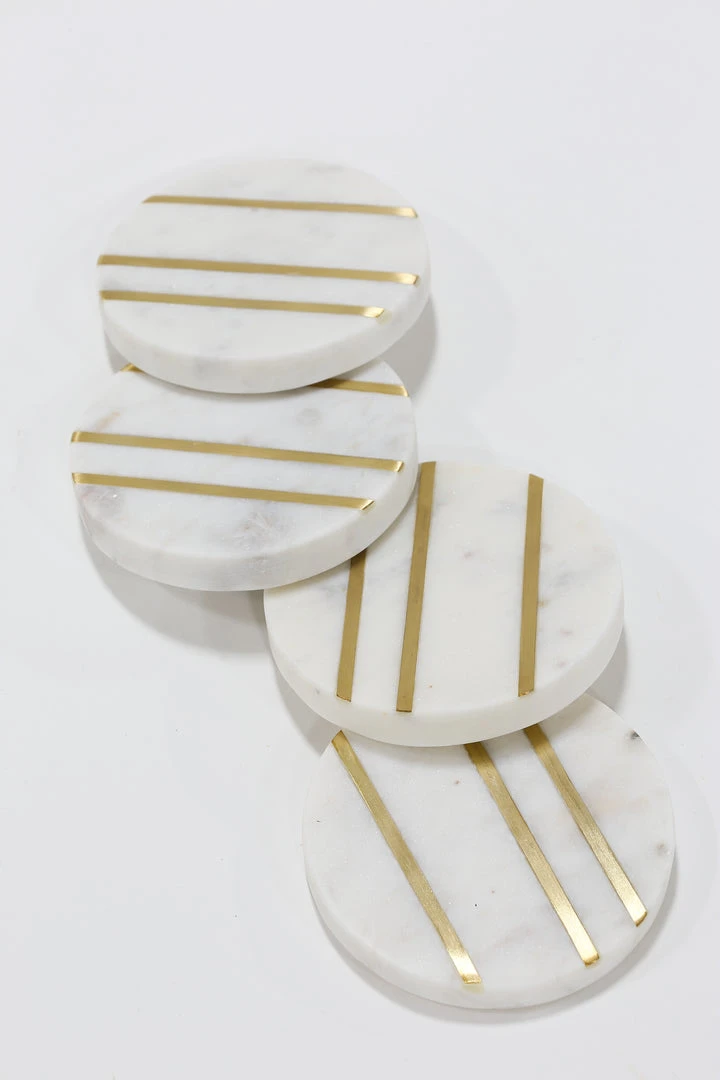 Inspire Me! Home Decor Marble Round Coasters With Gold Inlay (Set Of 4) 3 Inspire Me! Home Decor Marble Round Coasters With Gold Inlay (Set Of 4)