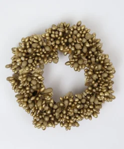 Inspire Me! Home Decor Gold Beaded Candle Wreath