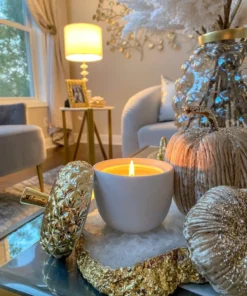 Inspire Me! Home Decor White Acorn Candle With Gold Top