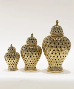 Inspire Me! Home Decor Extra Mini/Miniature Gold Ginger Jar