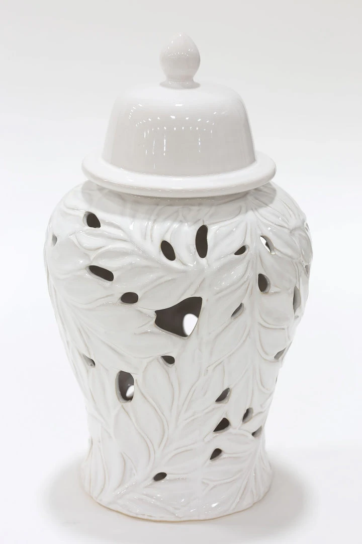 Inspire Me! Home Decor White Leaf Ginger Jar 4 Inspire Me! Home Decor White Leaf Ginger Jar