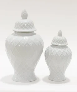 Inspire Me! Home Decor White Lattice Ginger Jar (2 Sizes)