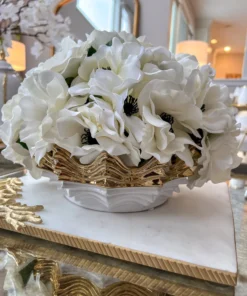 Inspire Me! Home Decor White And Gold Scalloped Bowl