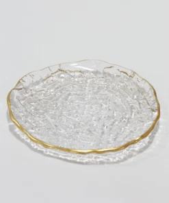 Inspire Me! Home Decor Glass Textured Salad Plate With Gold Trim