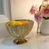 Inspire Me! Home Decor Gold Ceramic Ribbed Footed Bowl