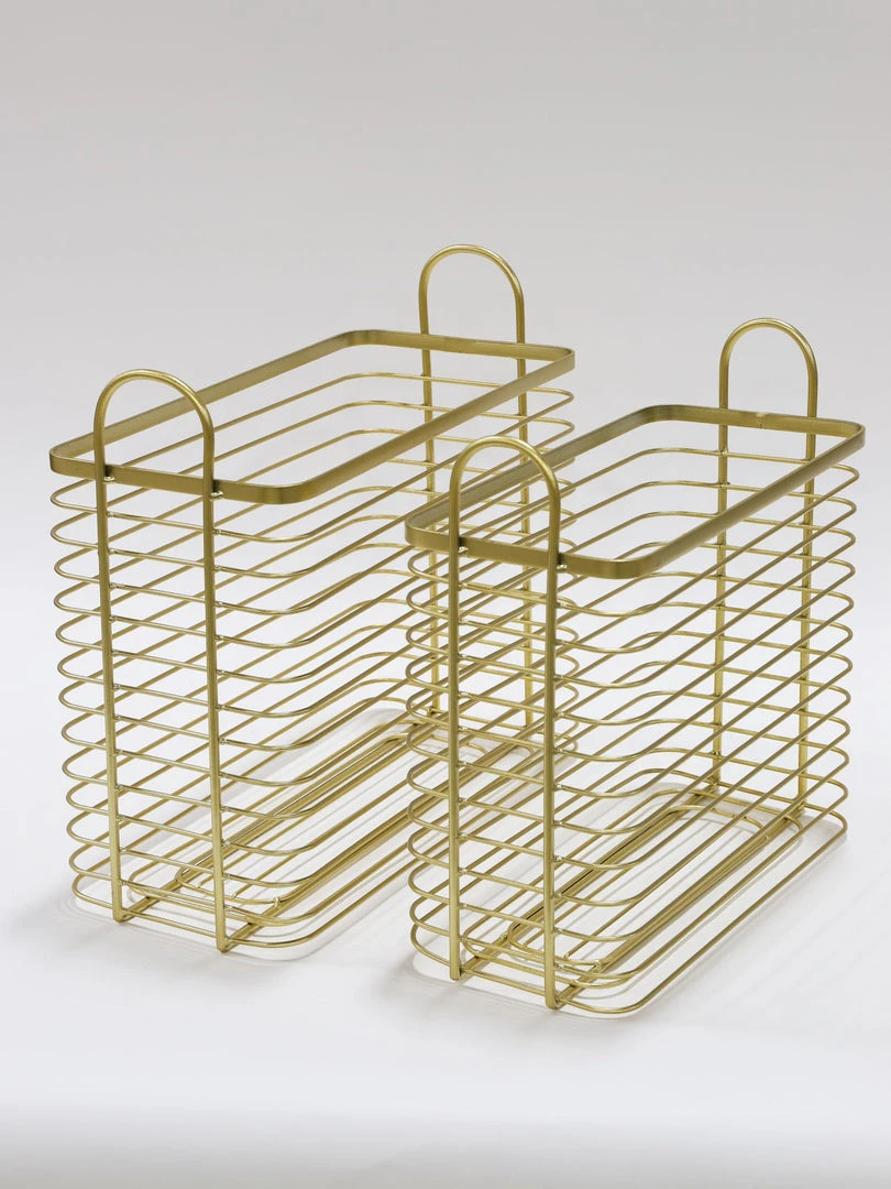 Inspire Me! Home Decor Tall Gold Metal Baskets (Set Of 2) 4 Inspire Me! Home Decor Tall Gold Metal Baskets (Set Of 2)