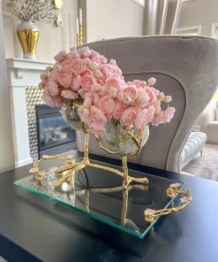 Inspire Me! Home Decor Large Rectangular Glass Tray With Cherry Blossom Details