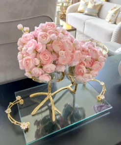 Inspire Me! Home Decor Gold Branch Centerpiece With 2 Glass Crackled Bowls