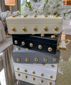 Inspire Me! Home Decor Studded Decorative Wood Boxes (4 Colors)