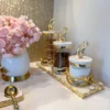 Inspire Me! Home Decor Glass Canisters With Gold Knot Design And Marble Lid (3 Sizes)