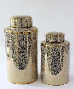 Inspire Me! Home Decor Jars White And Gold Elegant Jar With Lid (2 Sizes)