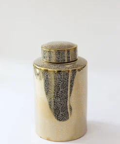 Inspire Me! Home Decor Jars White And Gold Elegant Jar With Lid (2 Sizes)