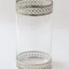 Inspire Me! Home Decor Tall Glass Vase W/ Ornate Silver Metal Rims