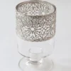 Inspire Me! Home Decor Glass Stem Vase W/ Ornate Silver Metal Rim