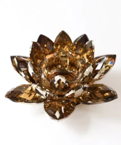 Inspire Me! Home Decor Amber Crystal Flower Candle Holder