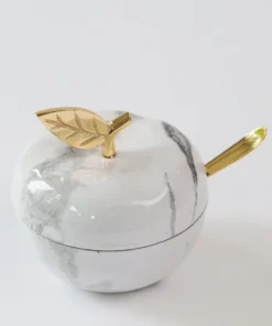 Inspire Me! Home Decor Gold Marbled Pattern Apple Honey/Sugar Dispenser