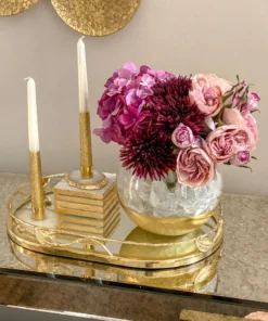 Inspire Me! Home Decor Gold Oval Mirrored Leaf Tray