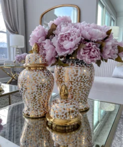 Inspire Me! Home Decor Gold Leopard Print Ginger Jar (2 Sizes)