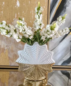 Inspire Me! Home Decor White And Gold Star Dimensional Vase