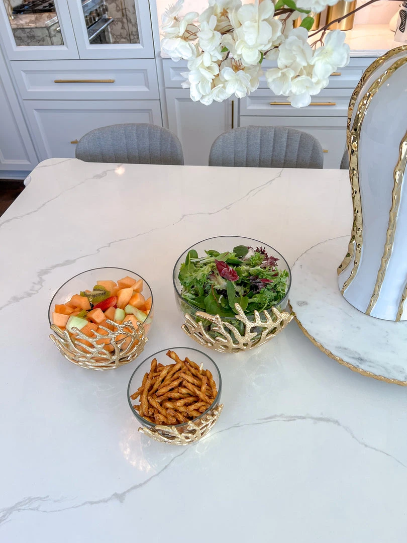 Inspire Me! Home Decor Bowls With Gold Textured Design (3 Sizes) 6 Inspire Me! Home Decor Bowls With Gold Textured Design (3 Sizes)