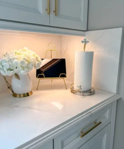 Inspire Me! Home Decor Gold Paper Towel Holder With White Jeweled Flower Details