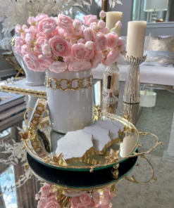 Inspire Me! Home Decor Jars White Ceramic Lidded Jar With Stunning Gold Chain Details (3 Sizes)