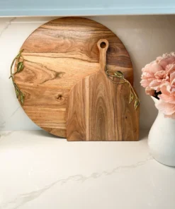 Inspire Me! Home Decor Flat Edge Wood Charcuterie Board With Leaf Design