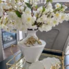 Inspire Me! Home Decor White Ceramic Vase With Stunning Gold & White Floral Detail