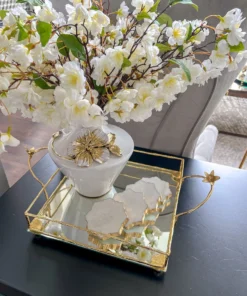 Inspire Me! Home Decor White Ceramic Vase With Stunning Gold & White Floral Detail