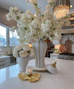 Inspire Me! Home Decor Large Marble Lazy Susan With Gold Edge