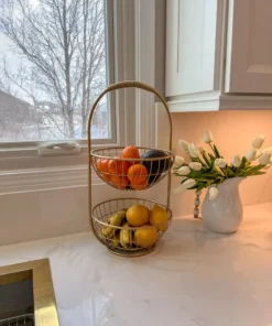 Inspire Me! Home Decor Gold Metal Two Tier Storage Basket