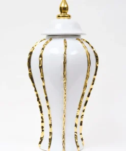 Inspire Me! Home Decor White Ginger Jar With Gold Details (3 Sizes)