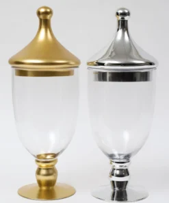 Inspire Me! Home Decor Gold Clear Glass Apothecary Jar W/ Lid (2 Colors)