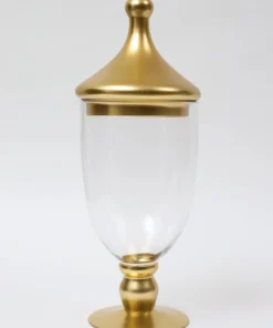 Inspire Me! Home Decor Gold Clear Glass Apothecary Jar W/ Lid (2 Colors)