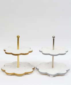 Inspire Me! Home Decor White Marble Flower Shaped Cake Stand (2 Colors)