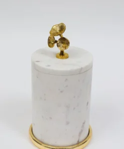 Inspire Me! Home Decor Marble Canisters With Floral Design Lid (2 Colors, 3 Sizes) Gold