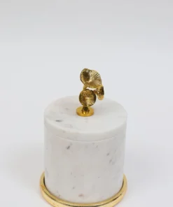 Inspire Me! Home Decor Marble Canisters With Floral Design Lid (2 Colors, 3 Sizes) Gold