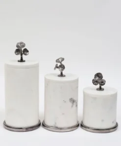 Inspire Me! Home Decor Marble Canisters With Floral Design Lid (2 Colors, 3 Sizes) Gold