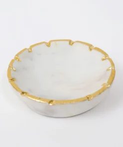 Inspire Me! Home Decor Round Marble Spoon Rest With Gold Trim